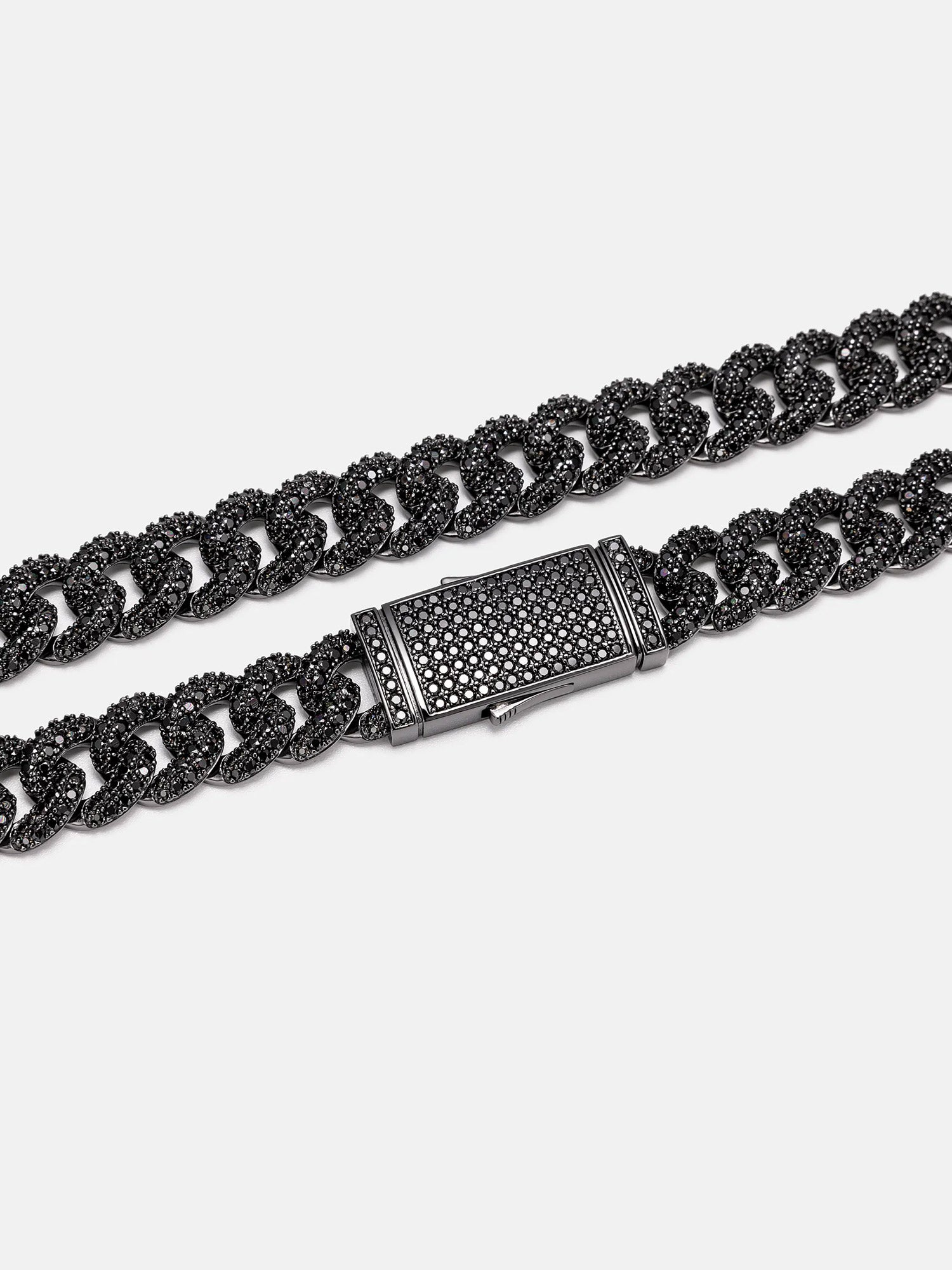 S925 Black Moissanite Cuban Chain In Black Gold