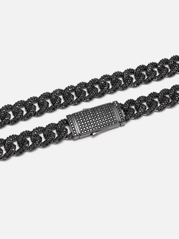 S925 Black Moissanite Cuban Chain In Black Gold