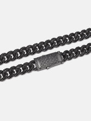 S925 Black Moissanite Cuban Chain In Black Gold