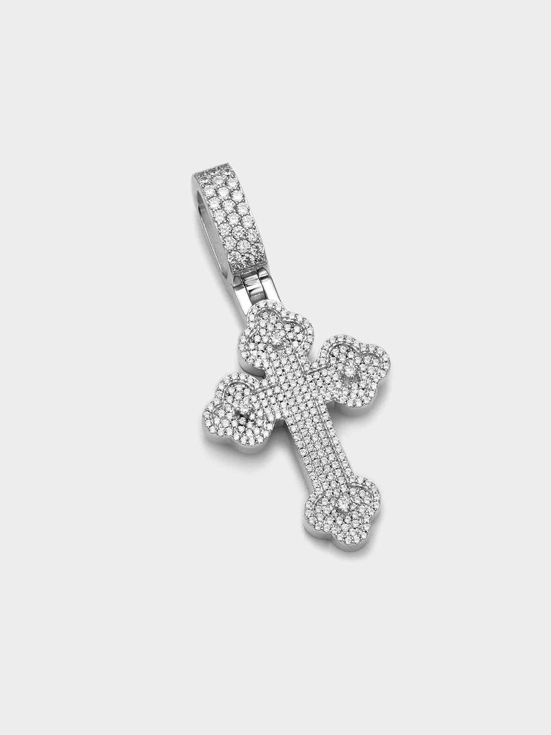 S925 Moissanite Flower Bud Cross Pendant