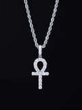 925 Sterling Silver Moissanite Ankh Pendant 2.0ct