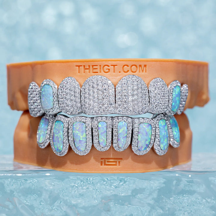 Pave Setting Opal Diamond Grillz
