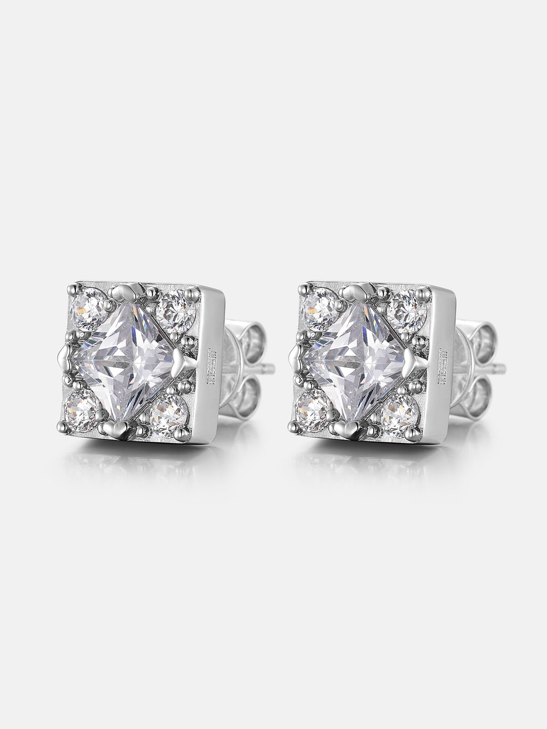 Square Shape Round Moissanite Cluster Earrings