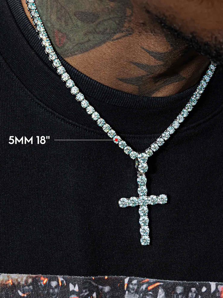 13CT S925 Moissanite Cross Pendant