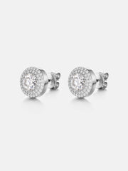 Double Halo Round Cut Moissanite Earrings-2.4 Carat Total