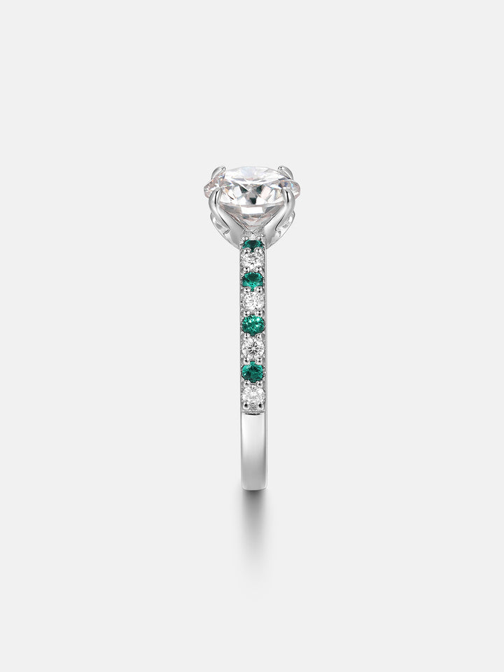 2CT Moissanite Engagement Ring With Side Diamond