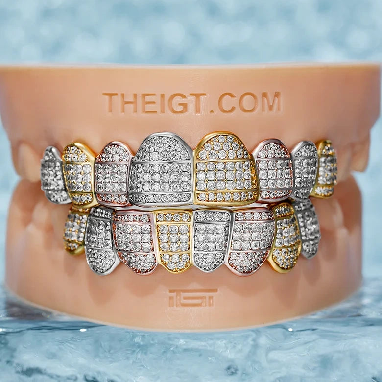 CUSTOM TRI-COLORED DIAMOND GRILLZ