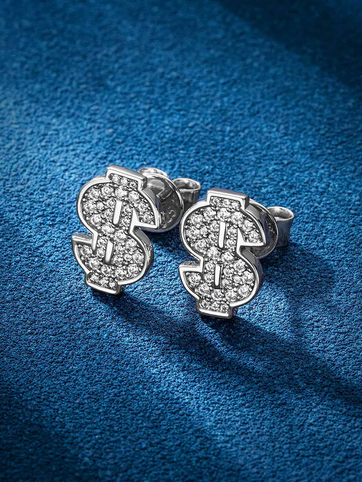 S925 Dollar Sign Stud Earrings