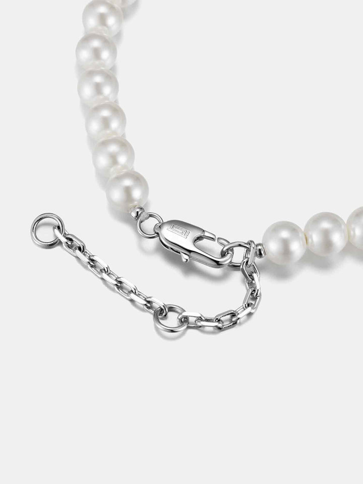 S925 Moissanite Double Sided Smiley & Sad Face Pearl Bracelet