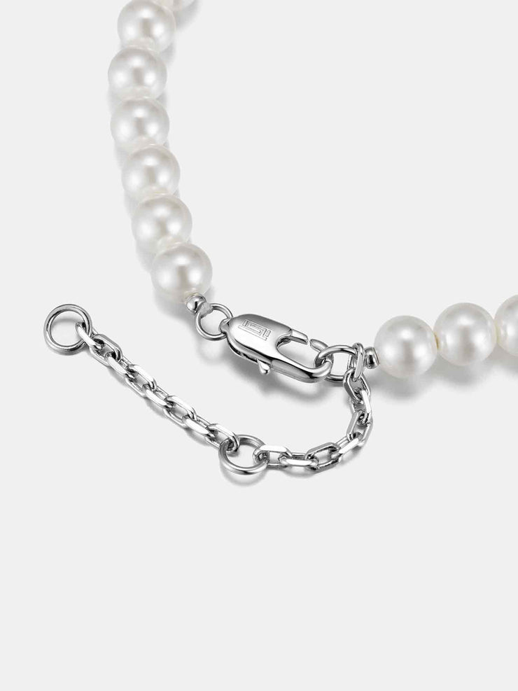 S925 Moissanite Double Sided Smiley & Sad Face Pearl Bracelet
