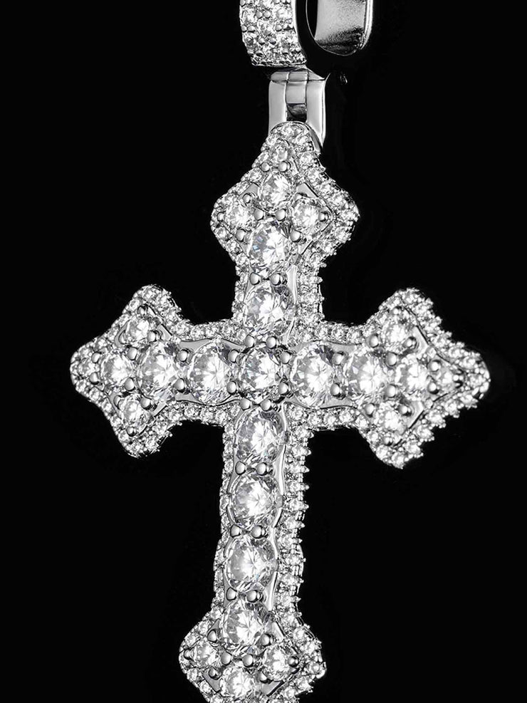 Iced Gothic Cross Pendant