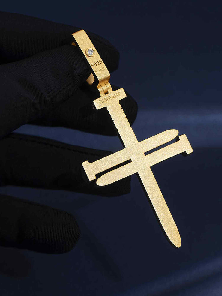 Moissanite Nail Cross Pendant