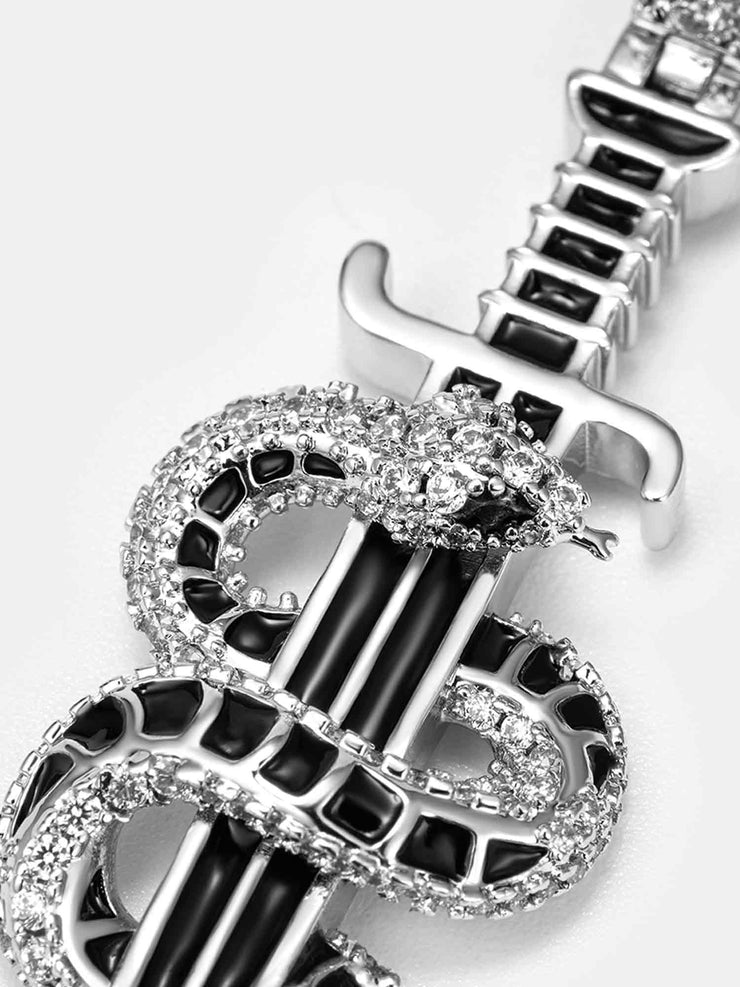 S925 Moissanite Snake & Sword Pendant