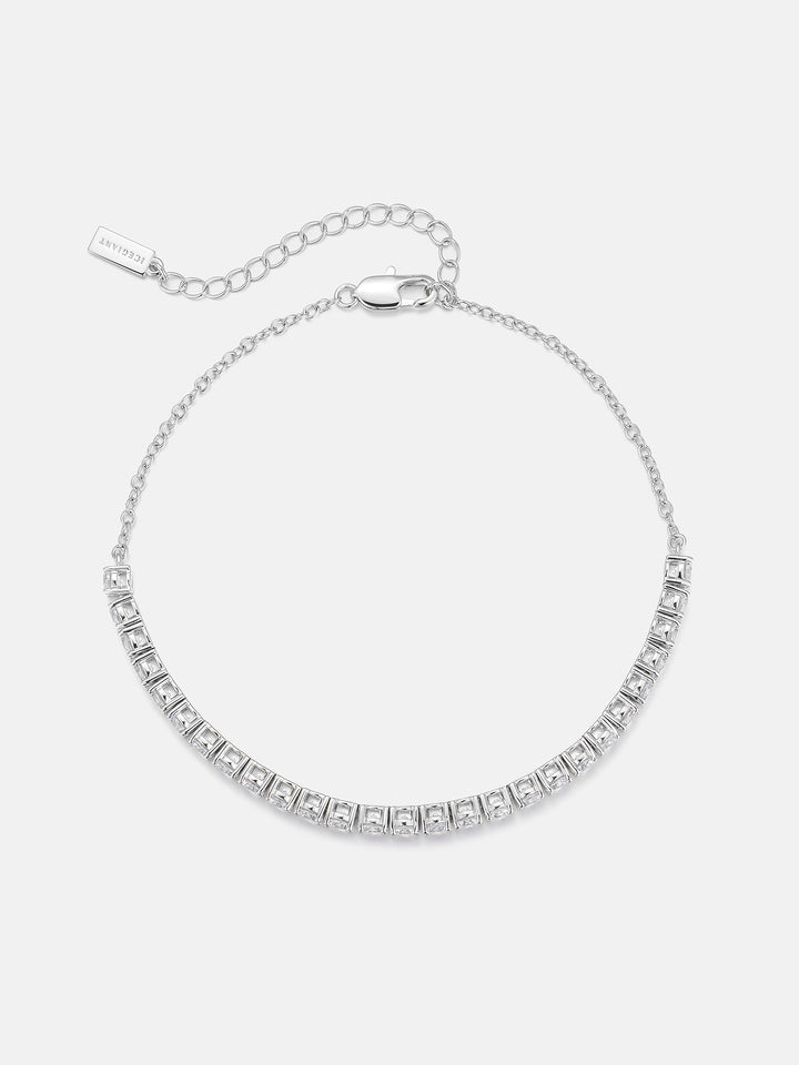 Adjustable 4mm Round Cut Moissanite Tennis Anklet