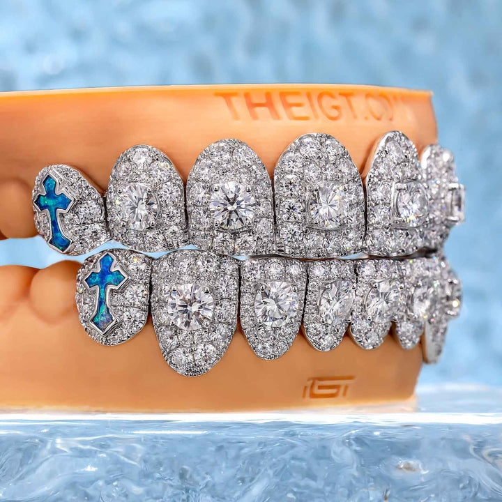50 Pointer Stone On Center W Opal Cross Grillz