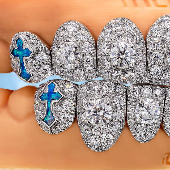 50 Pointer Stone On Center W Opal Cross Grillz