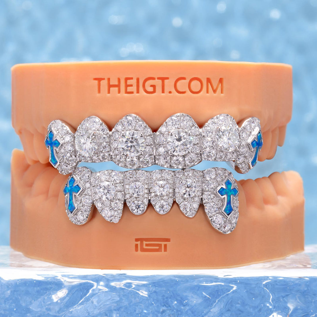 50 Pointer Stone On Center W Opal Cross Grillz