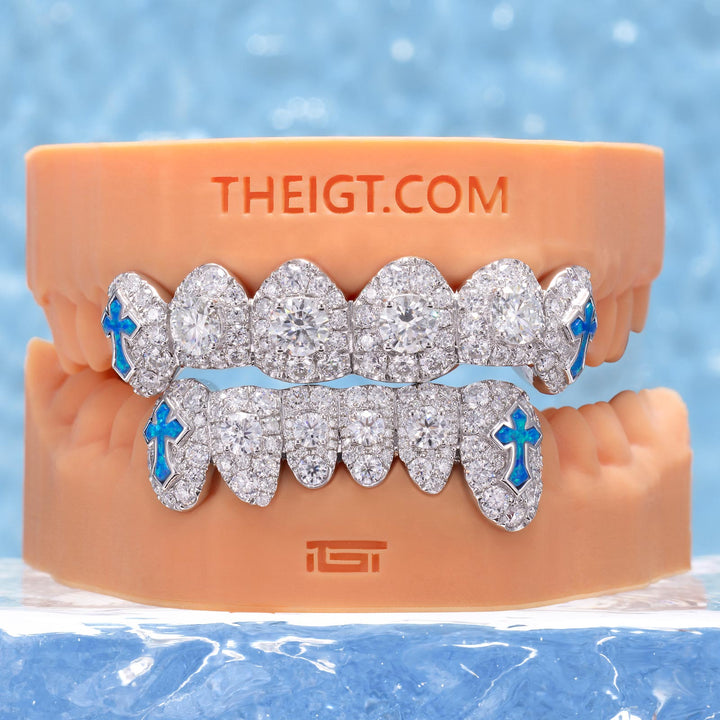 50 Pointer Stone On Center W Opal Cross Grillz