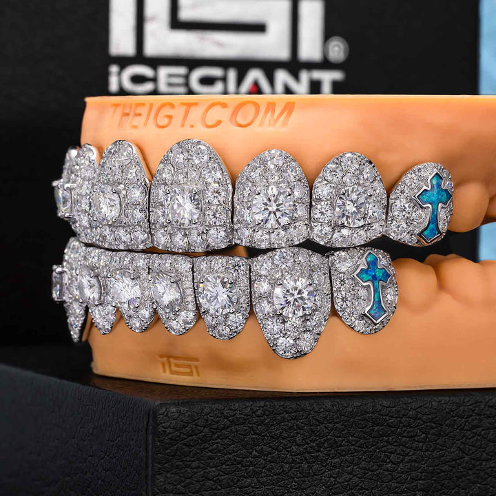 50 Pointer Stone On Center W Opal Cross Grillz