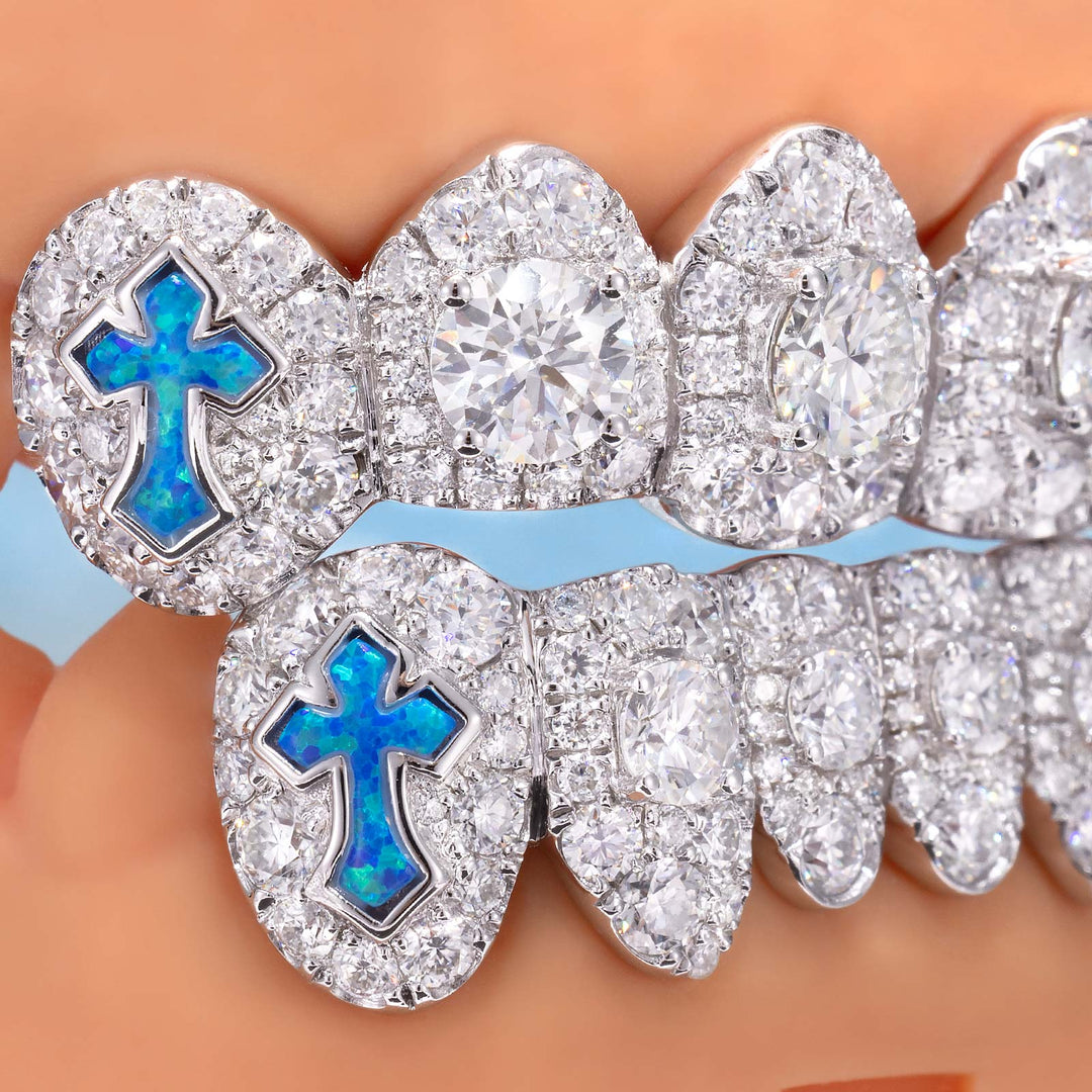 50 Pointer Stone On Center W Opal Cross Grillz