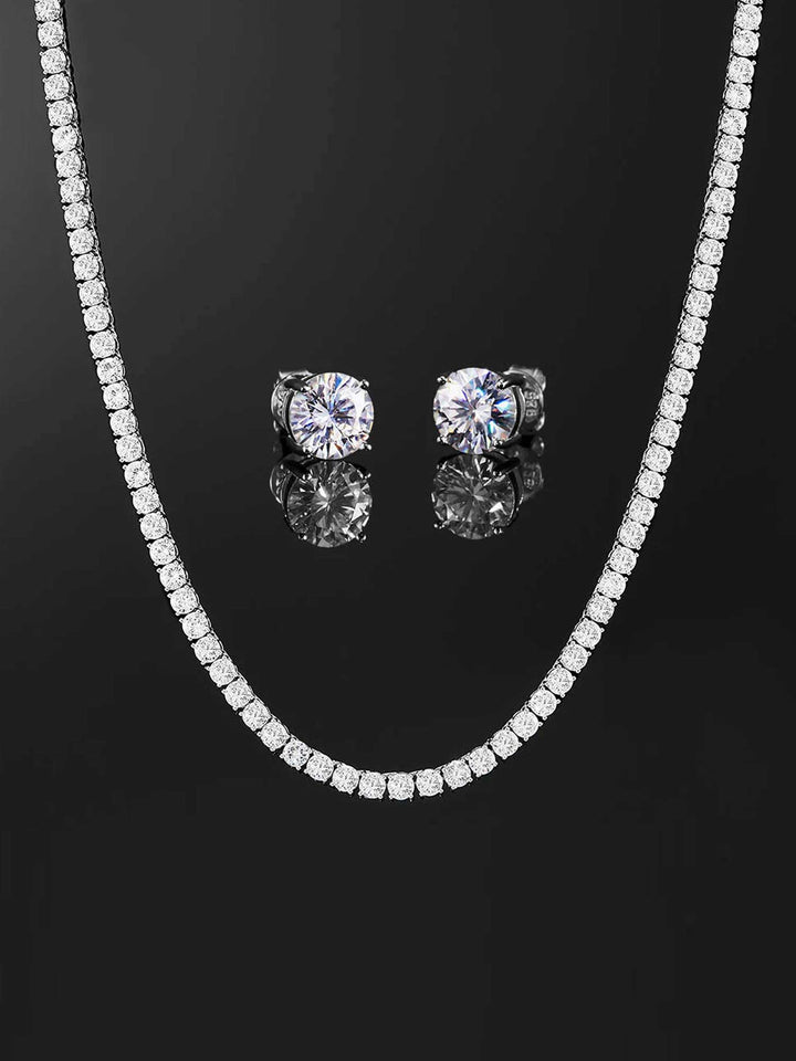 Earrings(Moissanite) & Tennis Chain(CZ) Set  [2PCS/SET]