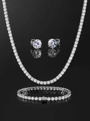 Earrings(Moissanite) & Tennis Chain(CZ) Set  [2PCS/SET]