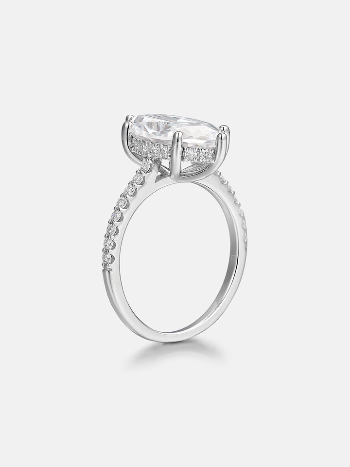 5CT Marquise Solitaire Moissanite Pave Ring