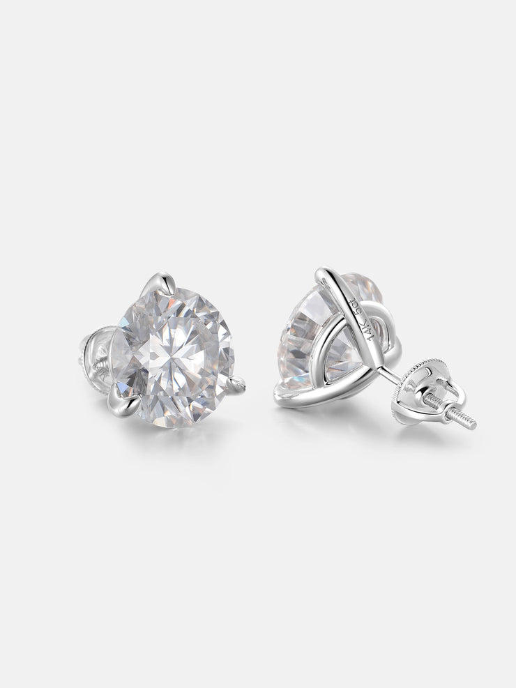 5CT Round Moissanite Three Claw Stud Earrings