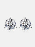 5CT Round Moissanite Three Claw Stud Earrings
