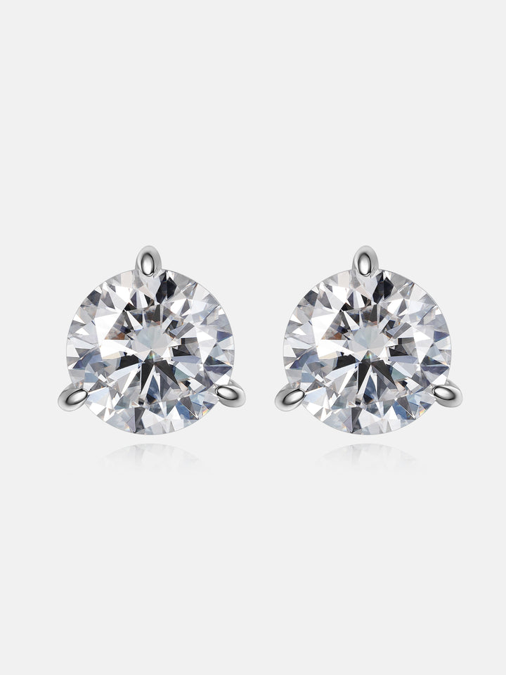 5CT Round Moissanite Three Claw Stud Earrings
