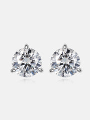 5CT Round Moissanite Three Claw Stud Earrings