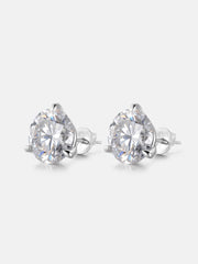 5CT Round Moissanite Three Claw Stud Earrings