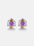 5CT Round Rainbow Moissanite Three Claw Stud Earrings