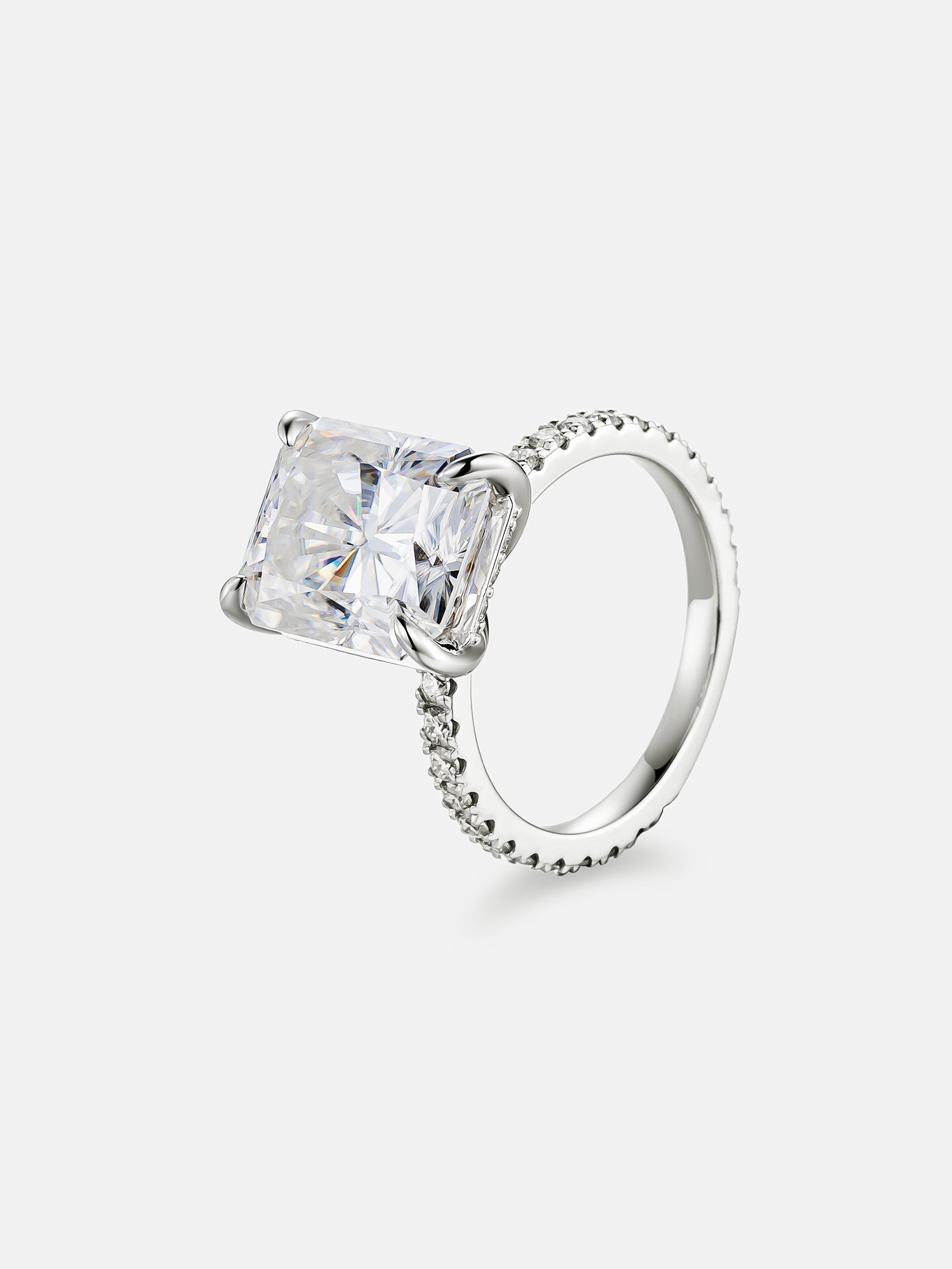 5CT Solitaire Radiant Cut Moissanite Engagement Ring