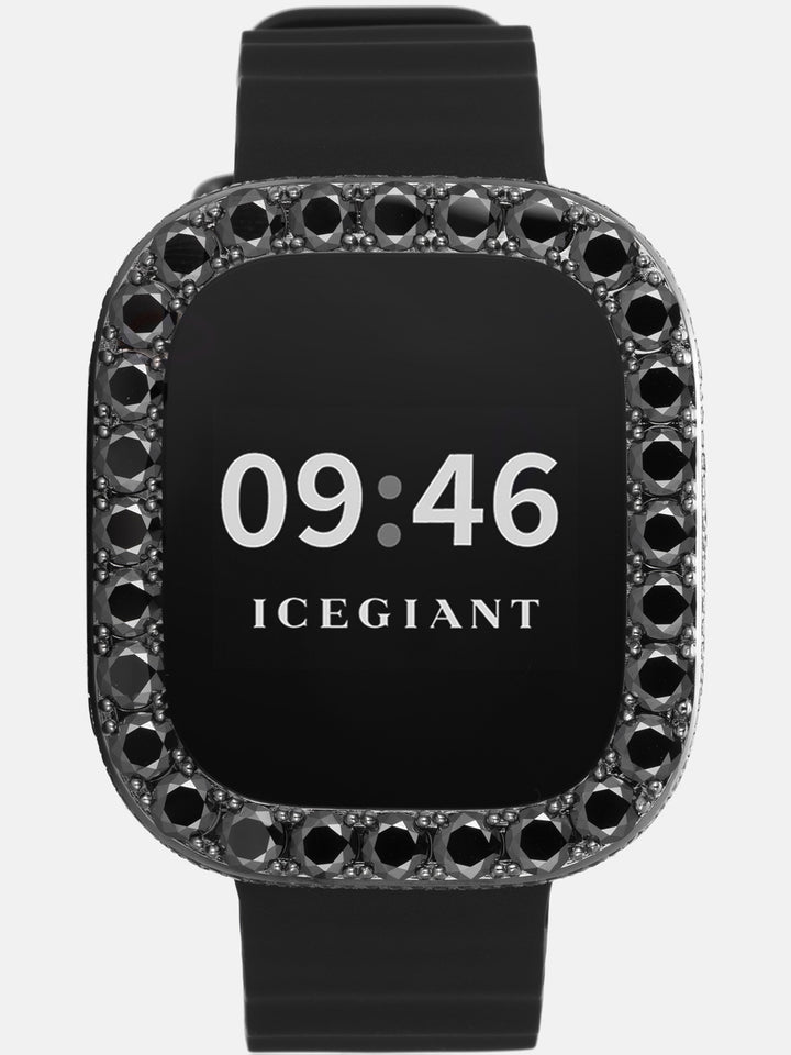 5MM Black Moissanite Bezel Case With Side Stones For 49mm Apple Watch Ultra 1/2/3