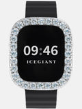 5MM Blue Moissanite Bezel Case With Side Stones For 49mm Apple Watch Ultra 1/2/3