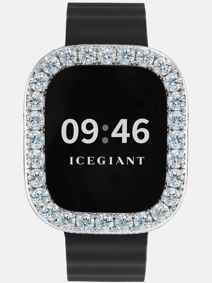 5MM Blue Moissanite Bezel Case With Side Stones For 49mm Apple Watch Ultra 1/2/3