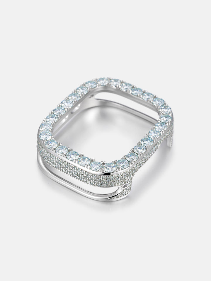 5MM Blue Moissanite Bezel Case With Side Stones For 49mm Apple Watch Ultra 1/2/3