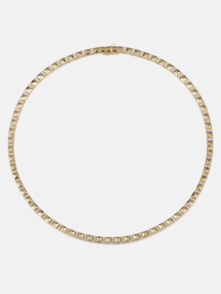 5MM Polished Pyramid Moissanite Tennis Chain