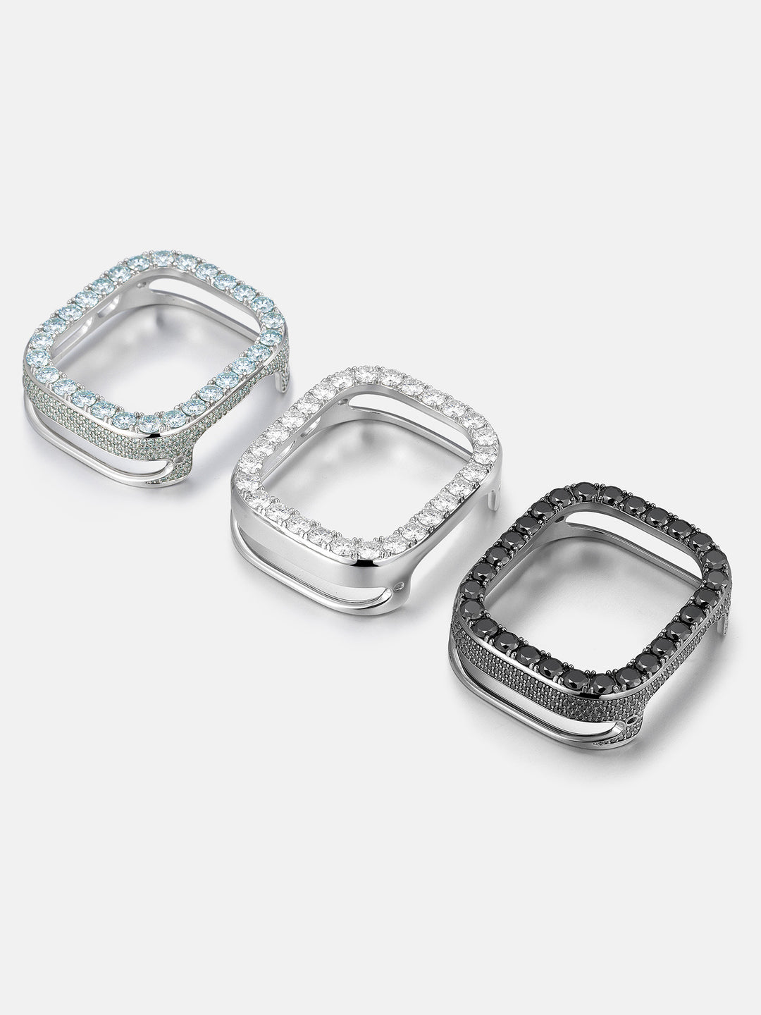 5MM Blue Moissanite Bezel Case With Side Stones For 49mm Apple Watch Ultra 1/2/3