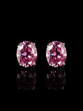 S925 Pink Moissanite Oval Cut Stud Earrings - 4 Carat Total