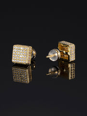 Pack White / Yellow Gold  Pave Square Earrings