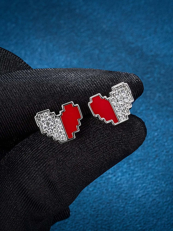 S925 Love Heart Stud Earrings