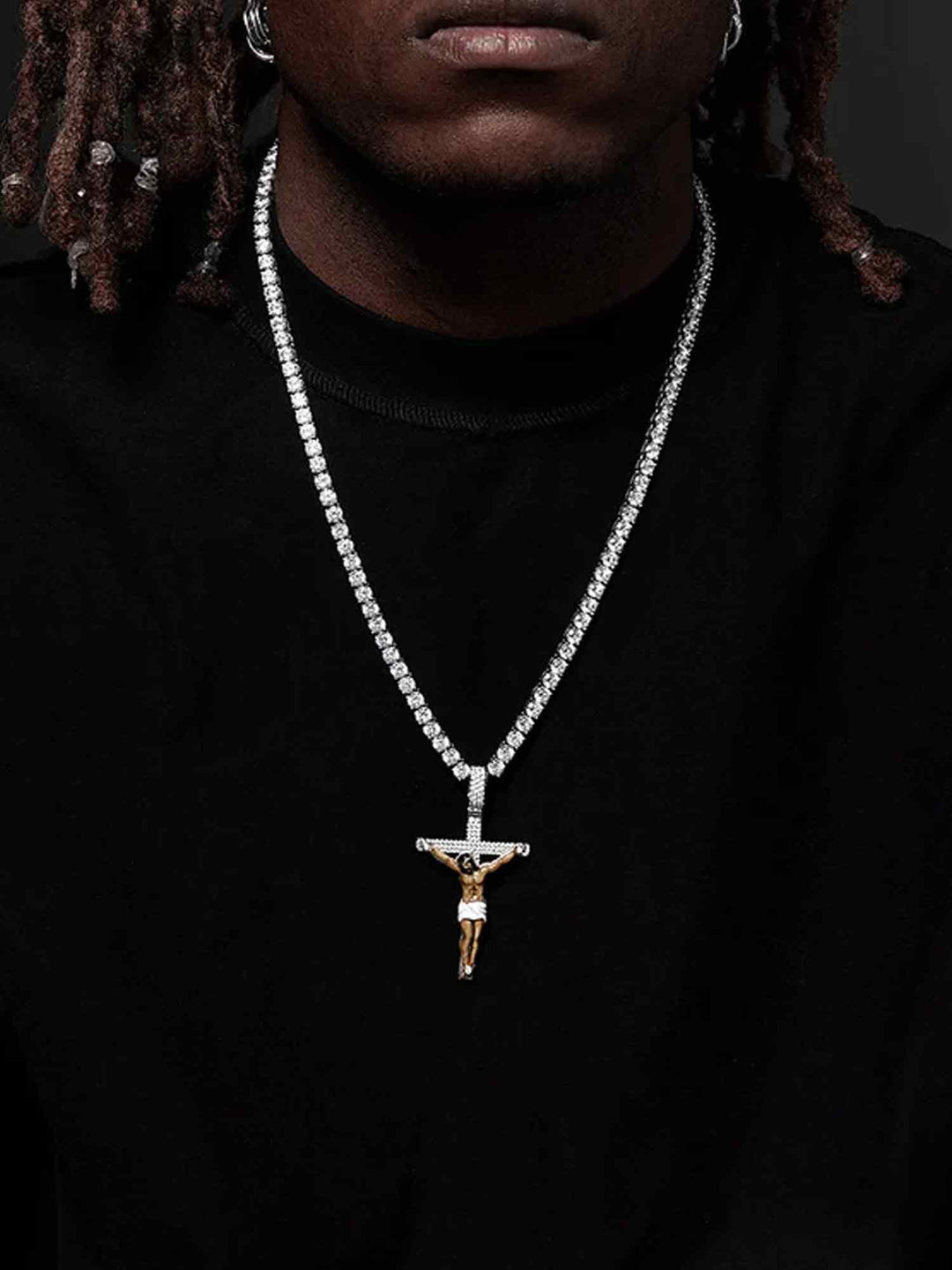Moissanite Enamel Jesus Cross Pendants