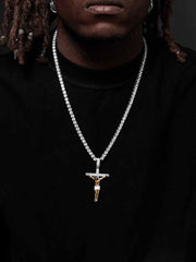 Moissanite Enamel Jesus Cross Pendants