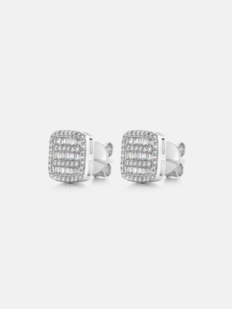 Square Pave Moissanite Stud Earrings