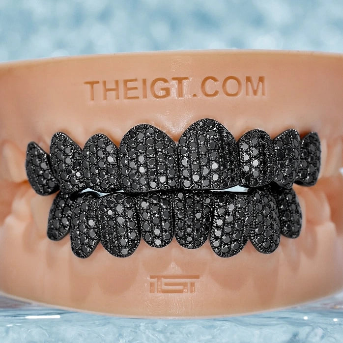 Custom Pave/Honeycomb Black Moissanite Grillz