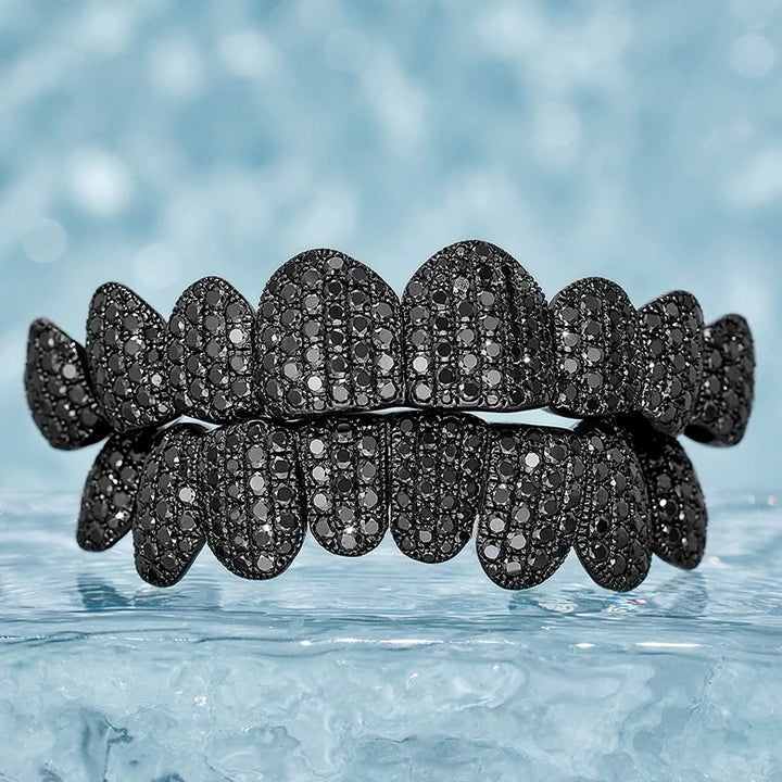 Custom Pave/Honeycomb Black Moissanite Grillz