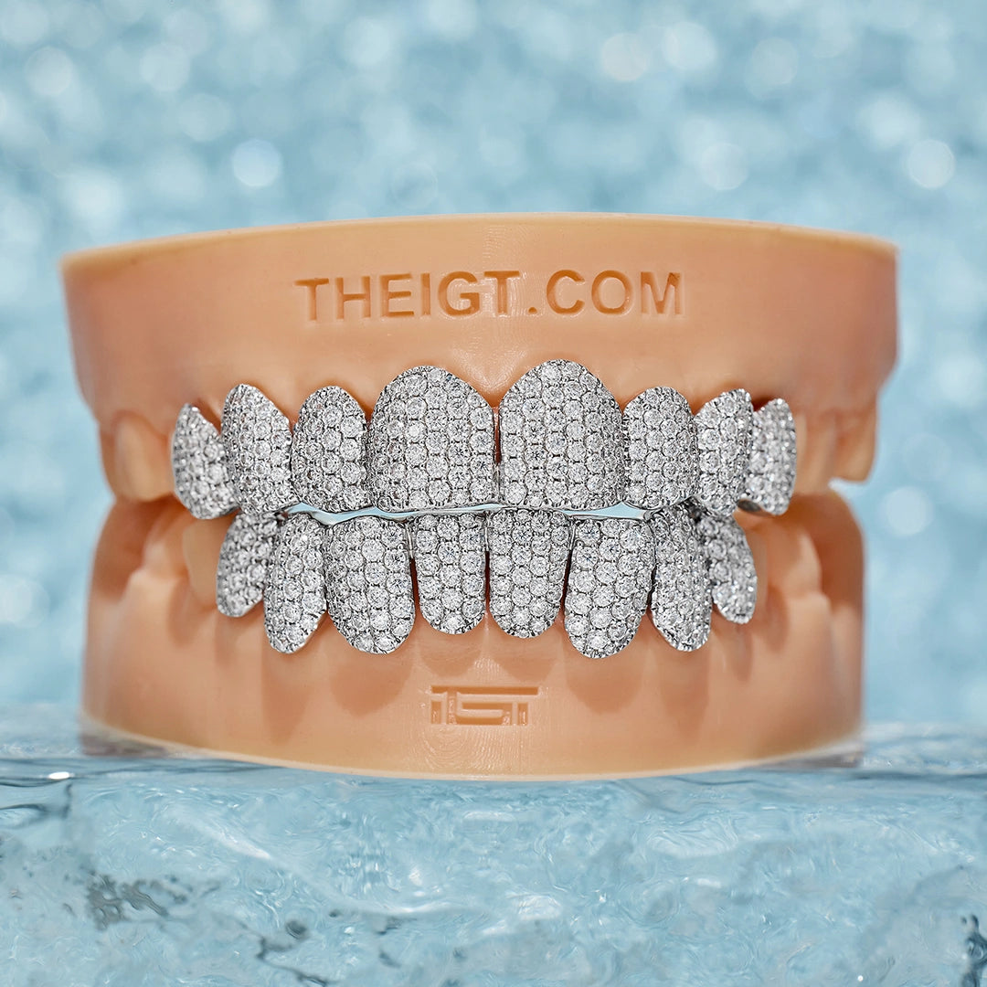 CUSTOM PAVE/HONEYCOMB MOISSANITE OR LAB HAND-SETTING GRILLZ