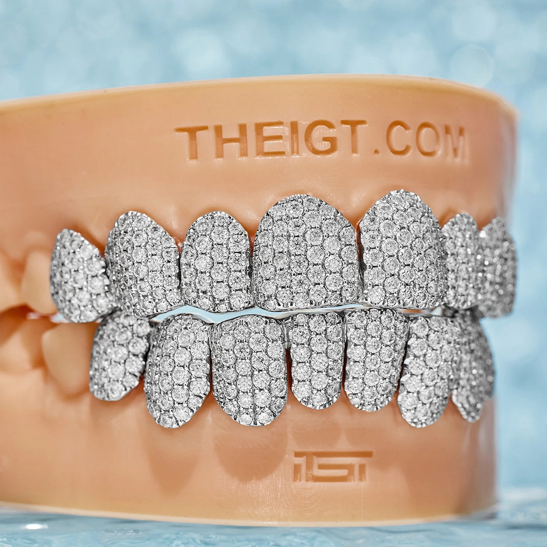 CUSTOM PAVE/HONEYCOMB MOISSANITE OR LAB HAND-SETTING GRILLZ